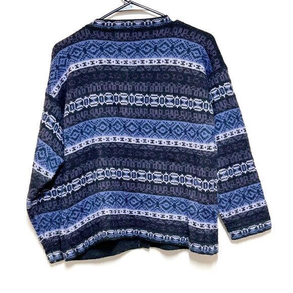 American South Side Alpaca purple Fair Isle Button Cardigan Womens Sz M - Picture 2 of 6